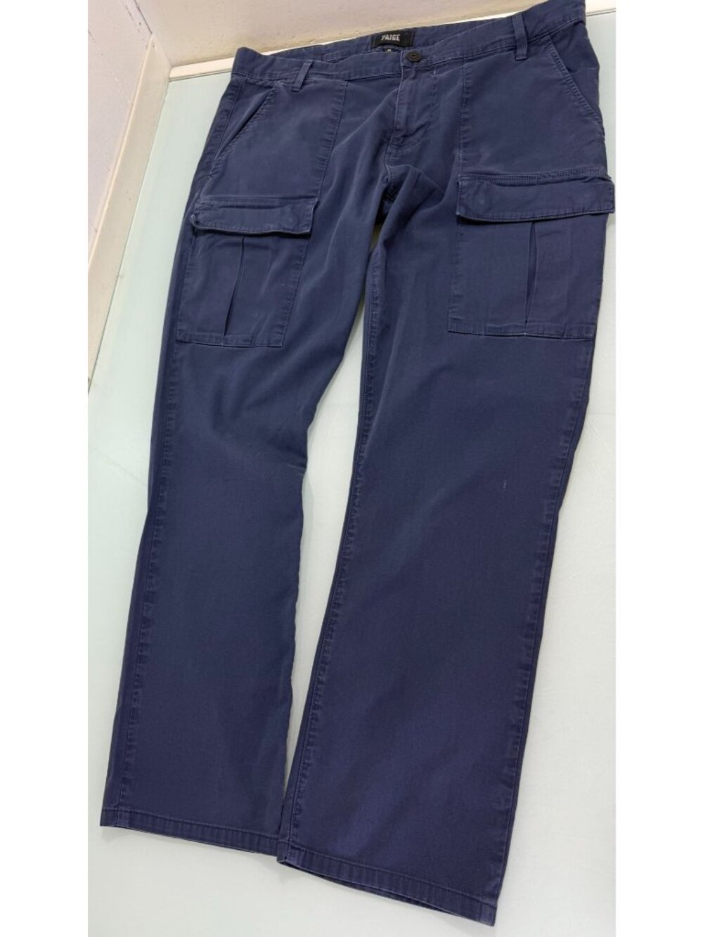 Paige Cargo Pants Mens 34X28 Navy Blue Stretch Trousers Utility Pockets USA Made